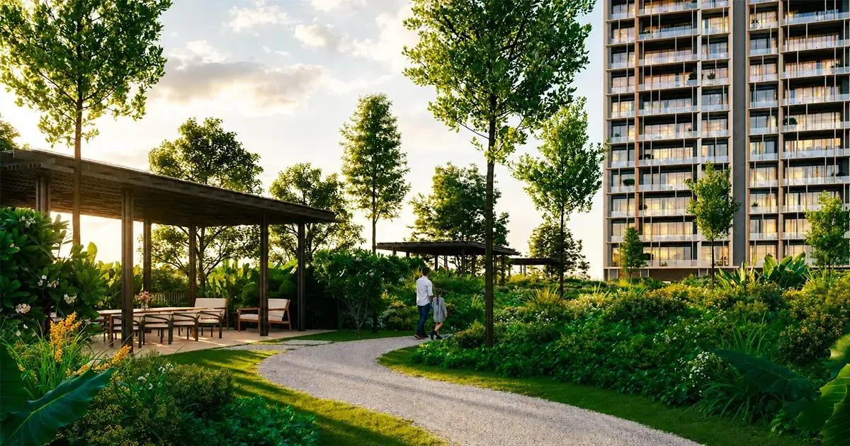 Landscaped green spaces